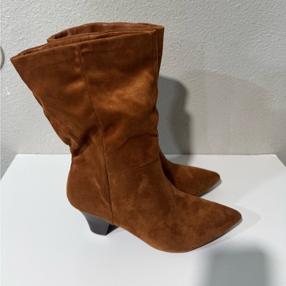 UNIVERSAL THREAD Womens Ada Side Zip Pull On Mid Calf Dress Boot Cognac-various - Picture 4 of 13